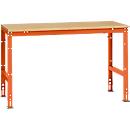 Mesa básica Manuflex UNIVERSAL estándar, tablero multiplex, 1500x800, rojo anaranjado