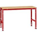 Mesa básica Manuflex UNIVERSAL estándar, tablero multiplex, 1500x800, rojo rubí