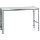 Mesa básica Manuflex UNIVERSAL estándar, tablero plástico, 1500x800, aluminio plateado