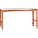 Mesa básica Manuflex UNIVERSAL estándar, tablero plástico, 1750x800, rojo anaranjado