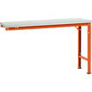 Mesa de extensión Manuflex UNIVERSAL especial, 1500 x 800 mm, melamina gris luminoso, rojo anaranjado