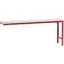 Mesa de extensión Manuflex UNIVERSAL especial, 2000 x 800 mm, plástico gris luminoso, rojo rubí