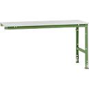 Mesa de extensión Manuflex UNIVERSAL estándar, 1750 x 800 mm, melamina gris luminoso, verde reseda