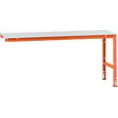 Mesa de extensión Manuflex UNIVERSAL estándar, 2000 x 800 mm, melamina gris luminoso, rojo anaranjado