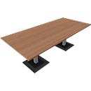 Mesa de reuniones QUANDOS BOX, rectangular W 2200 x D 1000 x H 720-820 mm, madera de cerezo Romana 