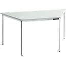 Mesa de reuniones, trapecial 1600 x 800 mm, gris luminoso