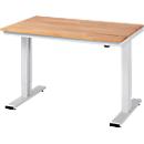 Mesa de taller serie adlatus 300, tablero de haya maciza, An 1250 x P 800 x Al 720 - 1120 mm