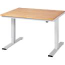 Mesa de taller serie adlatus 300, tablero de haya maciza, An 1250 x P 800 x Al 720 - 1120 mm