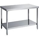 Mesa de trabajo de acero inoxidable, L 1600 x W 600 x H 850 mm, con estante bajo