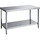 Mesa de trabajo de acero inoxidable, L 1800 x W 600 x H 850 mm, con estante bajo