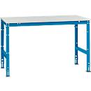 Mesa de trabajo Manuflex UNIVERSAL estándar, 1500 x 1000 mm, melamina gris luminoso, azul luminoso