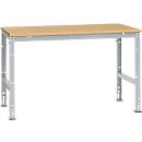 Mesa de trabajo Manuflex UNIVERSAL estándar, 1500 x 1000 mm, multiplex natural, aluminio plateado