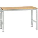 Mesa de trabajo Manuflex UNIVERSAL estándar, 1500 x 1000 mm, multiplex natural, gris luminoso