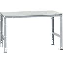 Mesa de trabajo Manuflex UNIVERSAL estándar, 1500 x 1000 mm, plástico gris luminoso, aluminio plateado