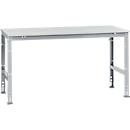 Mesa de trabajo Manuflex UNIVERSAL estándar, 1750 x 1000 mm, melamina gris luminoso, aluminio plateado