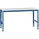 Mesa de trabajo Manuflex UNIVERSAL estándar, 1750 x 1000 mm, melamina gris luminoso, azul brillante