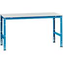 Mesa de trabajo Manuflex UNIVERSAL estándar, 1750 x 1000 mm, melamina gris luminoso, azul luminoso