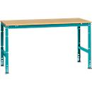 Mesa de trabajo Manuflex UNIVERSAL estándar, 1750 x 1000 mm, multiplex natural, azul agua