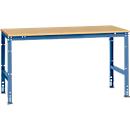 Mesa de trabajo Manuflex UNIVERSAL estándar, 1750 x 1000 mm, multiplex natural, azul brillante