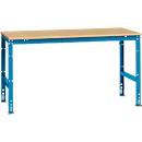 Mesa de trabajo Manuflex UNIVERSAL estándar, 1750 x 1000 mm, multiplex natural, azul luminoso