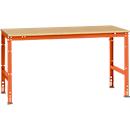 Mesa de trabajo Manuflex UNIVERSAL estándar, 1750 x 1000 mm, multiplex natural, rojo anaranjado