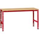 Mesa de trabajo Manuflex UNIVERSAL estándar, 1750 x 1000 mm, multiplex natural, rojo rubí