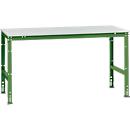 Mesa de trabajo Manuflex UNIVERSAL estándar, 1750 x 1000 mm, plástico gris luminoso, verde reseda