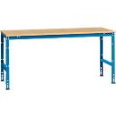 Mesa de trabajo Manuflex UNIVERSAL estándar, 2000 x 1000 mm, multiplex natural, azul luminoso