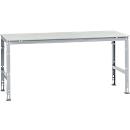 Mesa de trabajo Manuflex UNIVERSAL estándar, 2000 x 1000 mm, plástico gris luminoso, aluminio plateado