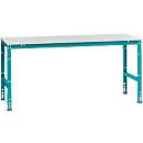 Mesa de trabajo Manuflex UNIVERSAL estándar, 2000 x 1000 mm, plástico gris luminoso, azul agua