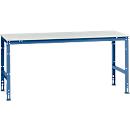 Mesa de trabajo Manuflex UNIVERSAL estándar, 2000 x 1000 mm, plástico gris luminoso, azul brillante