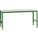 Mesa de trabajo Manuflex UNIVERSAL estándar, 2000 x 1000 mm, plástico gris luminoso, verde reseda