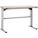 Mesa de trabalho EL- 1 com ajuste de altura elétrico, sem estrutura adicional, cinzento- claro/ prateado claro