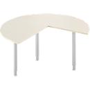 Mesa extensible, 3/4 de círculo, Ø 1400 mm, extensión a la derecha/izquierda, arce/aluminio blanco