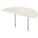 Mesa extensible, semicírculo, Ø 1600 mm, arce/aluminio blanco