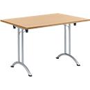 Mesa rebatível, 1200 x 700 mm, armação branco- alumínio