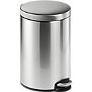 Metal round bin with pedal, Soft Close, 12 l, stainless steel