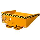 Mini spanencontainer type EXPO-E 275, kabelbediend kantelproces, capaciteit 0,275 m³, tot 750 kg, geel-oranje RAL 2000