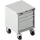 Mobiele gereedschapskast WSK 27-27, 4 laden, tot 75 kg, H 770 mm, individuele vergrendeling, staal, lichtgrijs/lichtgrijs