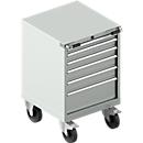 Mobiele gereedschapskast WSK 27-27, 6 laden, tot 75 kg, H 870 mm, individuele vergrendeling, staal, lichtgrijs/lichtgrijs