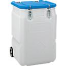 Mobil-Box CEMO, volume 250 l, pour produits dangereux solides groupe d'emballage II et III, conforme au code ADR/RID/IMDG, couvercle rabattable, PE, gris/bleu