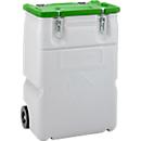 Mobil-Box CEMO, Volumen 170 l, für feste Gefahrstoffgüter Verpackungsgruppe II und III, konform mit ADR/RID/IMDG Code, Klappdeckel, PE, grau/grün