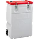 Mobil-Box CEMO, Volumen 170 l, für feste Gefahrstoffgüter Verpackungsgruppe II und III, konform mit ADR/RID/IMDG Code, Klappdeckel, PE, grau/rot