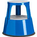Mobile roller step stool, non-slip rubber coating, H 410 x 433/283 mm, up to 150 kg, blue