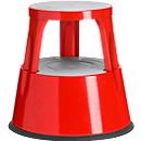 Mobile roller step stool, non-slip rubber coating, H 410 x 433/283 mm, up to 150 kg, red