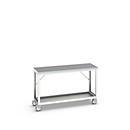 Mobile Werkbank Bott verso, Linoleum-Platte, 1 Ablageboden, mit Querstrebenset, B 1500 x T 600 x H 930 mm, RAL 7035 Lichtgrau