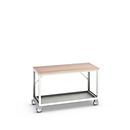 Mobile Werkbank Bott verso, Multiplex-Platte, 1 Ablageboden, mit Querstrebenset, B 1500 x T 800 x H 930 mm, RAL 7035 Lichtgrau