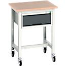 Mobile Werkbank Bott verso, Multiplex-Platte, mit Querstrebenset, 1 Schublade, B 700 x T 600 x H 930 mm, Lichtgrau / Anthrazitgrau