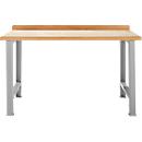 Modular workbench Schäfer Shop Select, basic unit, beech multiplex top, up to 500 kg, W 1500 x D 700 x H 840 mm, white aluminum ral 9006