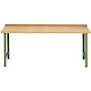 Modular workbench Schäfer Shop Select, basic unit, beech multiplex top, up to 500 kg, W 2000 x D 700 x H 840 mm, Reseda green ral 6011